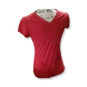 Ejel red Cotton v-neck short sleeve t-shirt-Youth L
